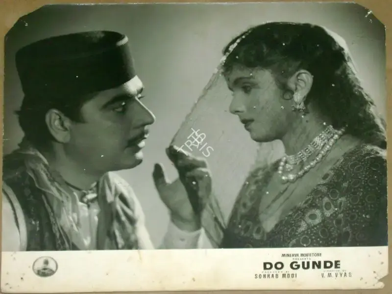 Sohrab Modi (Producer), Do Gunde, 1959, Lobby Card