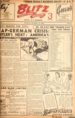R.K. Karanjia (Editor), Blitz, 1942, Magazine