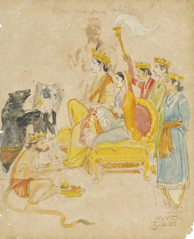 M.V. Dhurandhar (Artist), Ram and his Allies, 1921, Painting