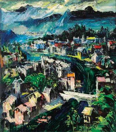 S.H. Raza (Artist), Srinagar, 1949, Painting