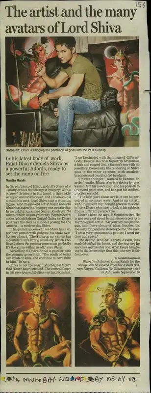 Namita Handa (Reporter), The Artist and the Many Avatars of Lord Shiva, 2008, Newspaper Clipping