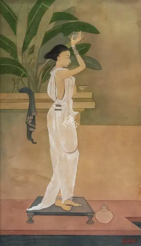 Majumdar, Kshitindranath (Artist). Lady Bathing, n.d. | Painting, Os.Del/27.02.19, 2019 · Osian's
