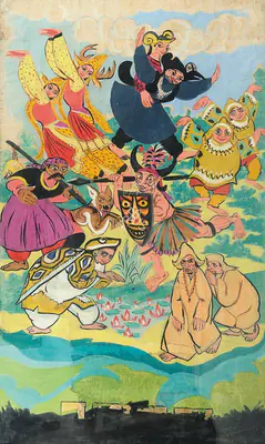 Chittaprosad (Artist), Folk Dance, 1952, Painting