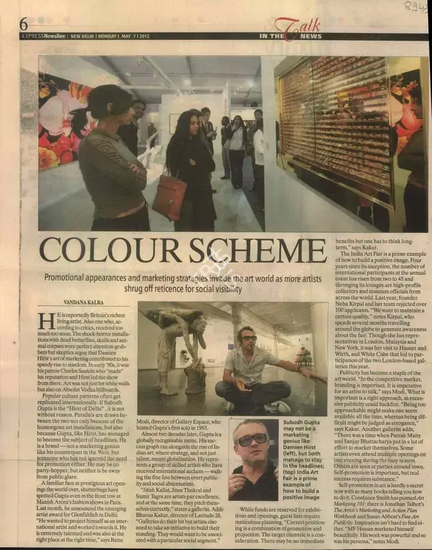 Vandana Kalra (Reporter), Colour Scheme, 2012, Newspaper Clipping