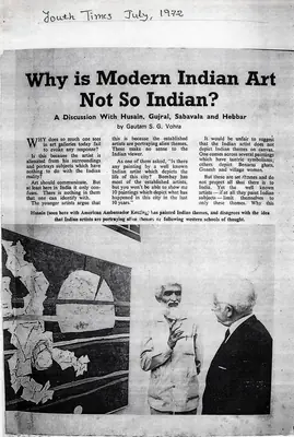Gautam S. G. Vohra (Writer), Why is modern indian art not so indian?, 1972, Newspaper Clipping