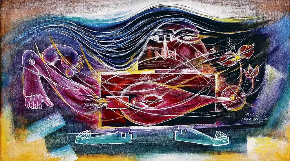Laxman Pai (Artist), Flowing Lines, 1997, Painting