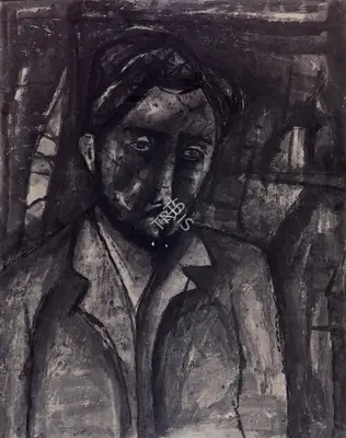 Ramkumar (Artist). Self Portrait, 1967 | Drawing, So.NeY/12.06.95, 1967