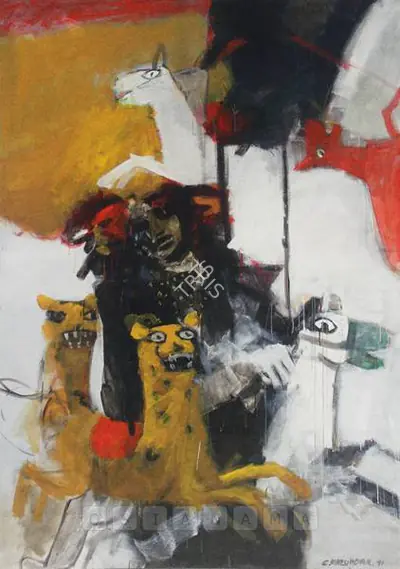 Chittrovanu Mazumdar (Artist), Merry Go Round, 1991, Painting