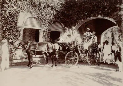 Studio Bourne & Shepherd (Photographic Studio), Floral Presentation at the Torchlight Procession, 1909, Antiquarian Photograph