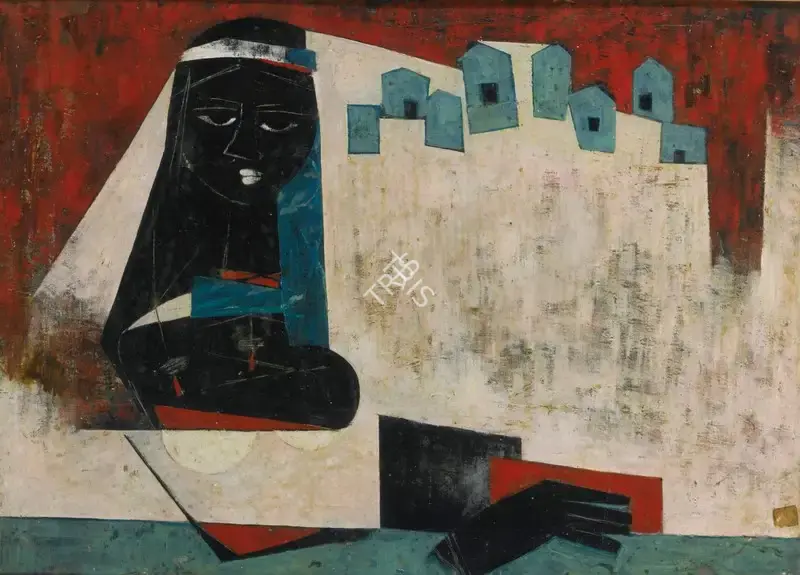G.R. Santosh (Artist), Black Window, 1953, Painting