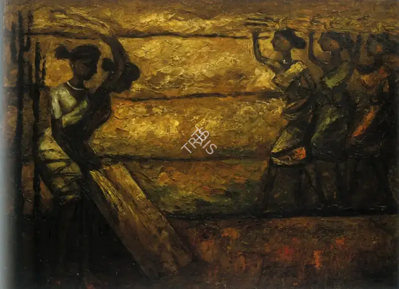 K.K. Hebbar (Artist), Women In Paddy Field, Painting