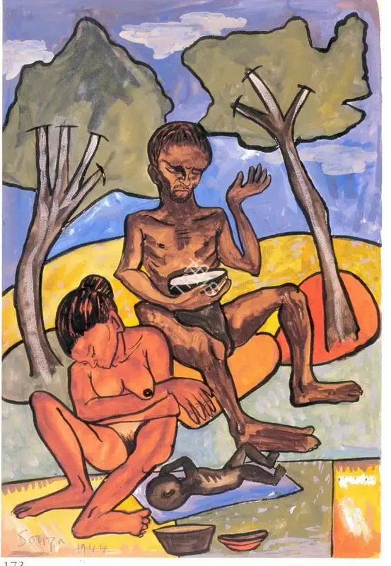F.N. Souza (Artist), Bombay Beggars, 1944, Painting