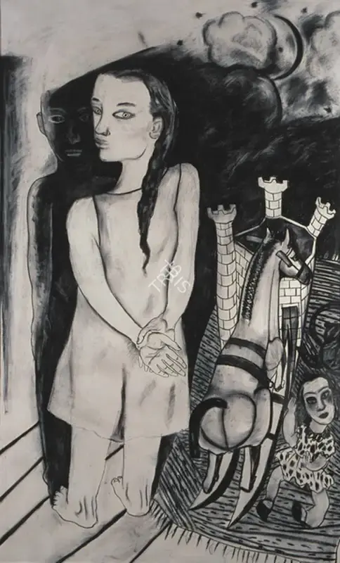 Rodwittiya, Rekha (Artist). Pilgrims of Pantomine, 1990 | Drawing, De.Onl/23.08.25, 2025 · deRivaz & Ives