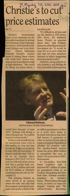 Christie's to Cut Price Estimates, 2008, Newspaper Clipping