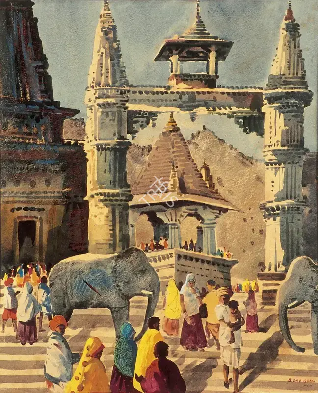 Bimal Dasgupta (Artist), Meera Bai Temple [Jaipur], 1940, Painting