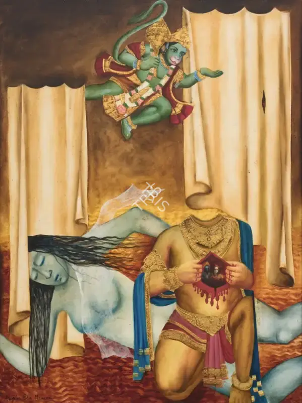 Anjolie Ela Menon (Artist), Girl Dreaming, 2000, Painting