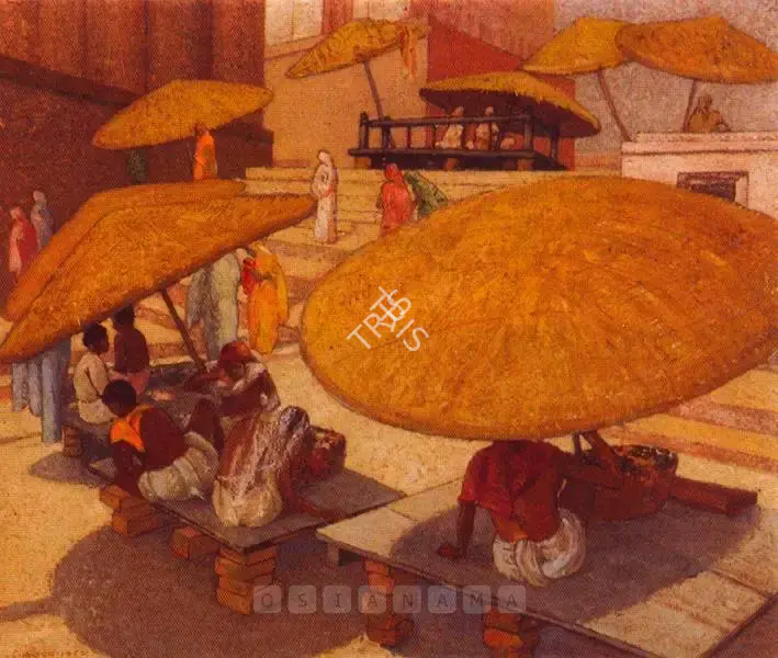 Lalit Mohan Sen (Artist), Benares Pandas, 1952, Painting