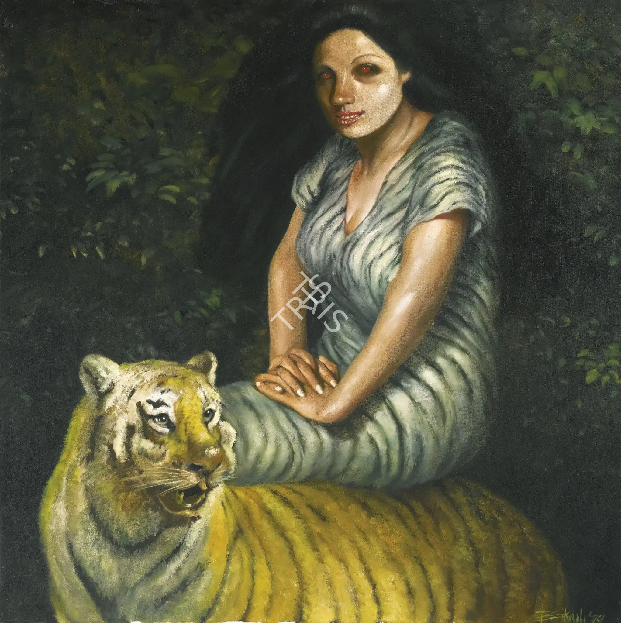 Bikash Bhattacharjee (Artist), On The Tiger, 1964, Painting
