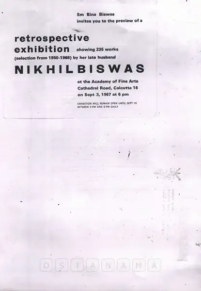 Nikhil Biswas (Artist), Nikhil Bishwas, 1967, Solo Exhibition Invitation