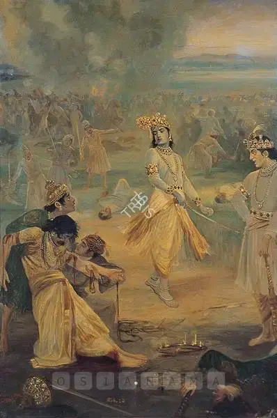 Dhurandhar, M.V. (Artist). Battlescene From The Mahabharata, 1992 | Painting, Os.Mum/09.02.05, 2005 · Osian's