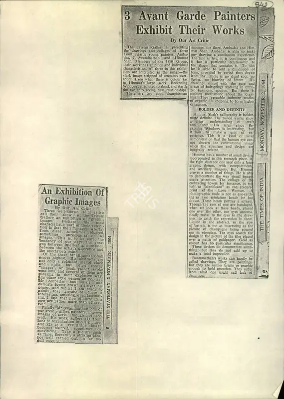 An Exhibition of Graphic Images, 1964, Newspaper Clipping
