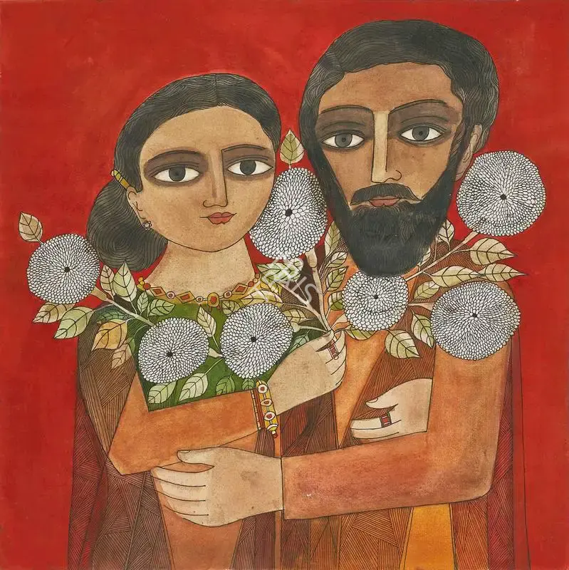 Badri Narayan (Artist), The Wedding Anniversary, 1985, Painting