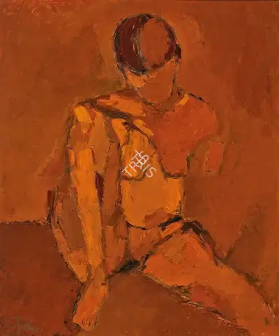 Tyeb Mehta (Artist), Figure, 1961, Painting