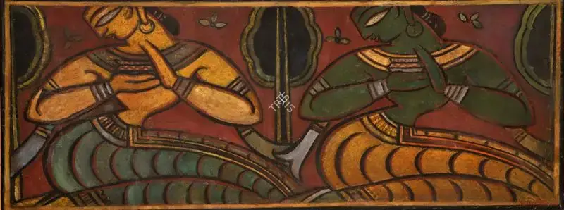 Jamini Roy (Artist), Nayikas, 1955, Painting