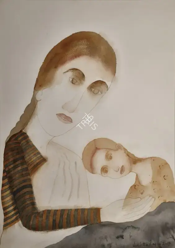 Lalitha Lajmi (Artist), Mother & Child, 2017, Painting