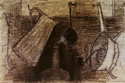 Akbar Padamsee (Artist), Still-Life: Utensils Series, 1956, Drawing