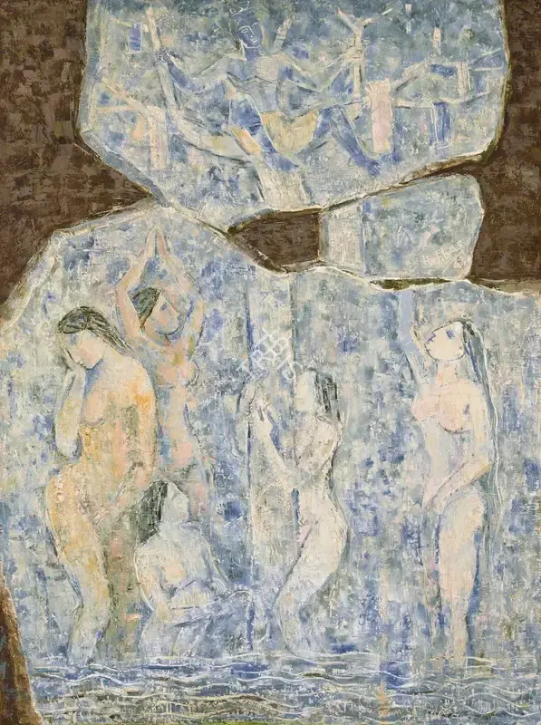 Hebbar, K.K. (Artist). A Tale in Stone, 1962 | Painting, Ch.NeY/18.09.24, 2024 · Christie's