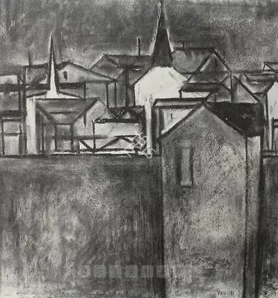 S.H. Raza (Artist), Untitled, 1953, Drawing