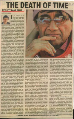 Santosh Desai (Writer), The Death of Time, 2011, Newspaper Clipping