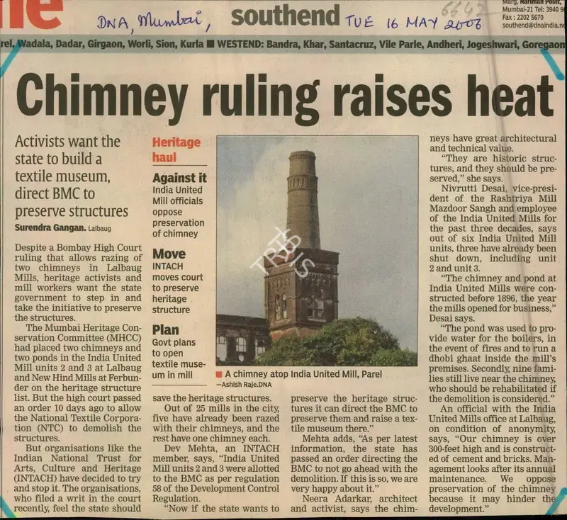 Surendra Gangan (Reporter), Chimney Ruling Raises Hart, 2006, Newspaper Clipping