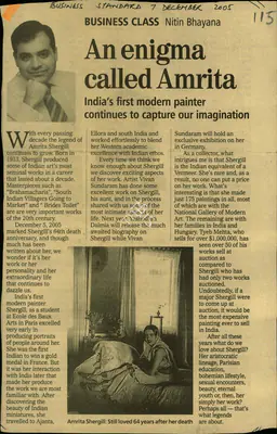 Nitin Bhayana (Reporter), An Enigma Called Amrita, 2005, Newspaper Clipping