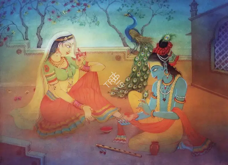 Badri Nath Arya (Artist), Radha and Krishna, Painting