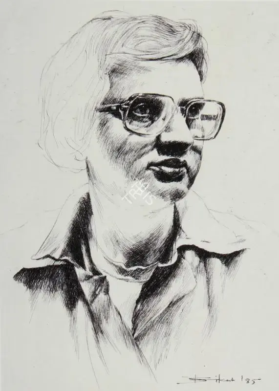 Bikash Bhattacharjee (Artist), Self, 1985, Drawing
