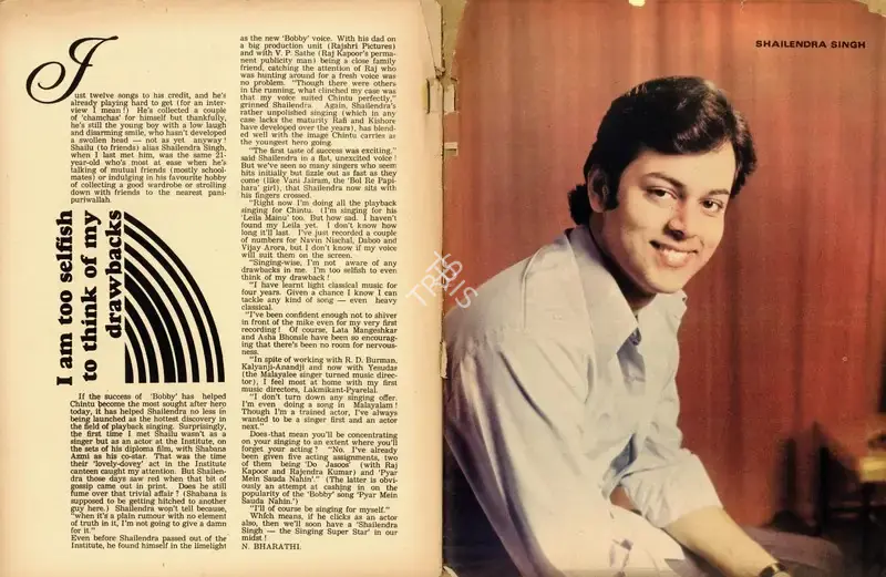 N. Bharathi (Interviewer), I am too selfish to think of my drawbacks, 1974, Conversation