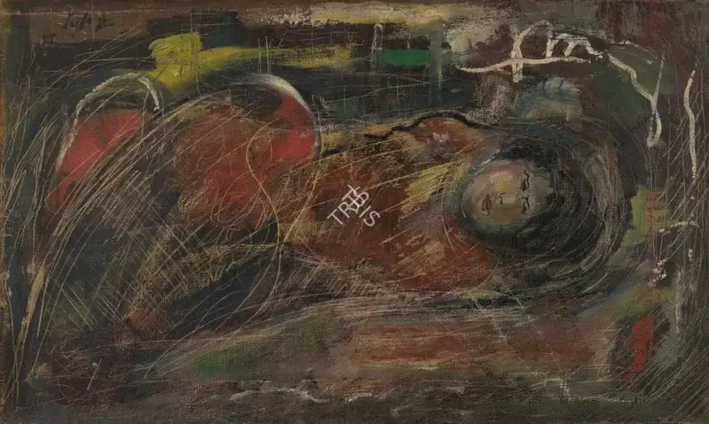 Mookherjea, Sailoz (Artist). Untitled (Dreaming Girl), n.d. | Painting, Sa.Onl/18.12.24, 2024 · Saffronart
