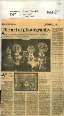 Kishore Singh (Reporter), The Art of Photography, 2009, Newspaper Clipping