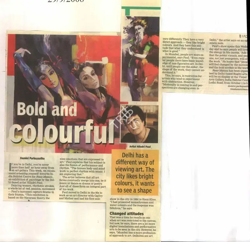 Damini Purkayastha (Reporter), Bold and Colourful, 2008, Newspaper Clipping