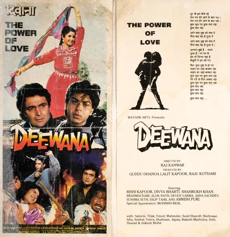Guddu Dhanoa (Producer), Deewana, 1992, Song-Synopsis Booklet