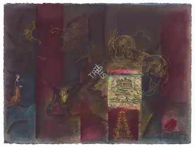 G.M. Sheikh (Artist), Passage to China via Uccello and Siyeh Qalem, 2007, Painting