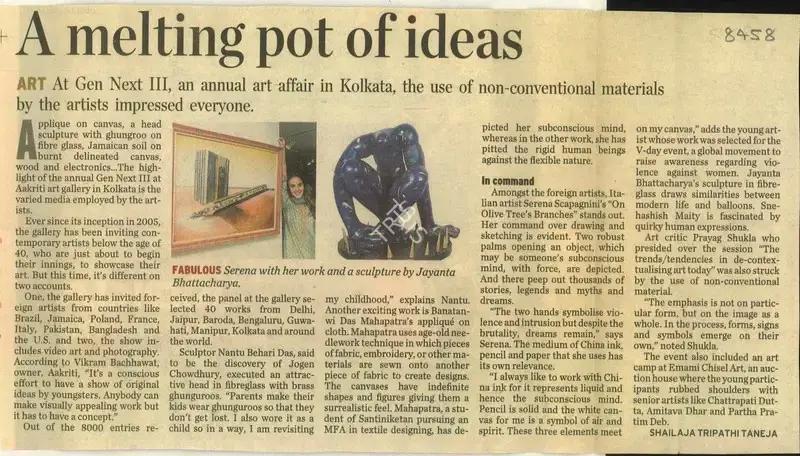 Shailaja Tripathi Taneja (Reporter), A Melting Pot of Ideas, 2008, Newspaper Clipping