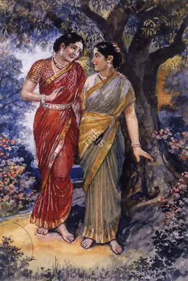 M.V. Dhurandhar (Artist), The Gossip, 1944, Painting