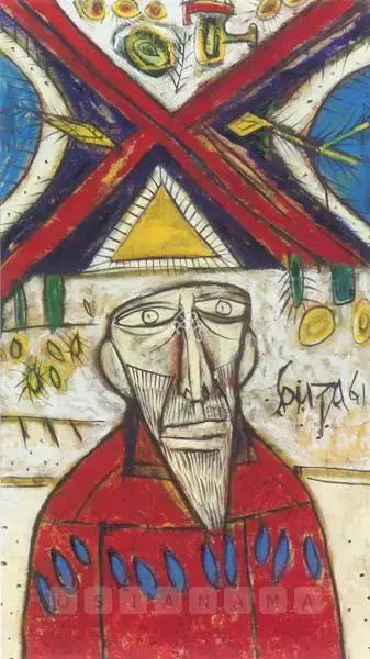 Souza, F.N. (Artist). Man With Cross, 1961 | Painting, So.NeY/20.09.05, 1961