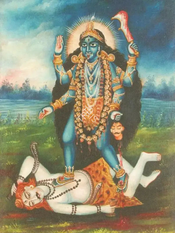 Bengal School (Artist), Kali Trampling Shiva, 1930, Painting