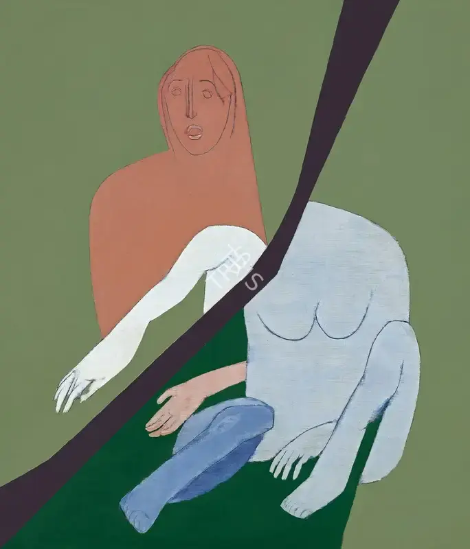 Tyeb Mehta (Artist), Diagonal, 1973, Painting