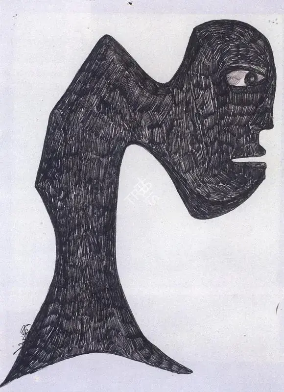 Rabindranath Tagore (Artist), Black Monster, Drawing