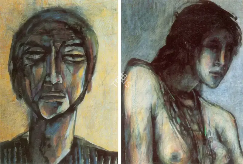 K. Laxma Goud (Artist), Telengana Faces, 1976, Painting